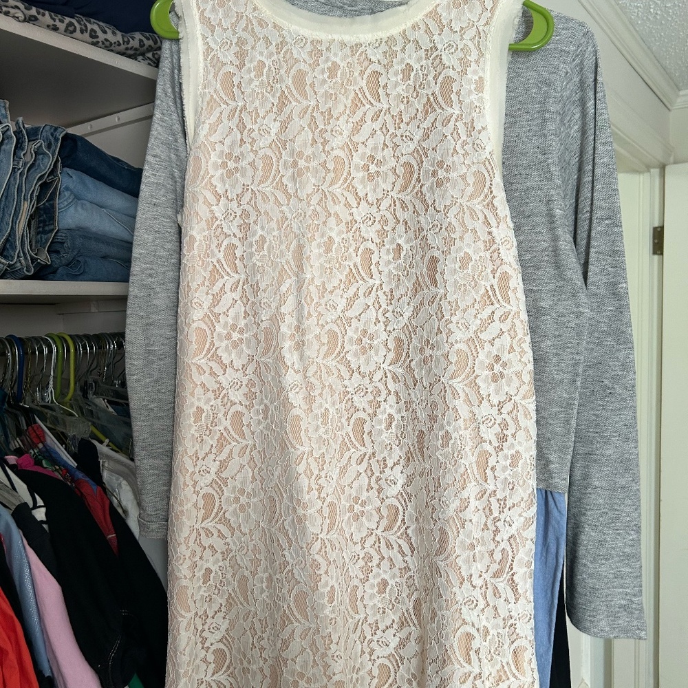 Joie White and Cream Lace Mini Shift Dress
